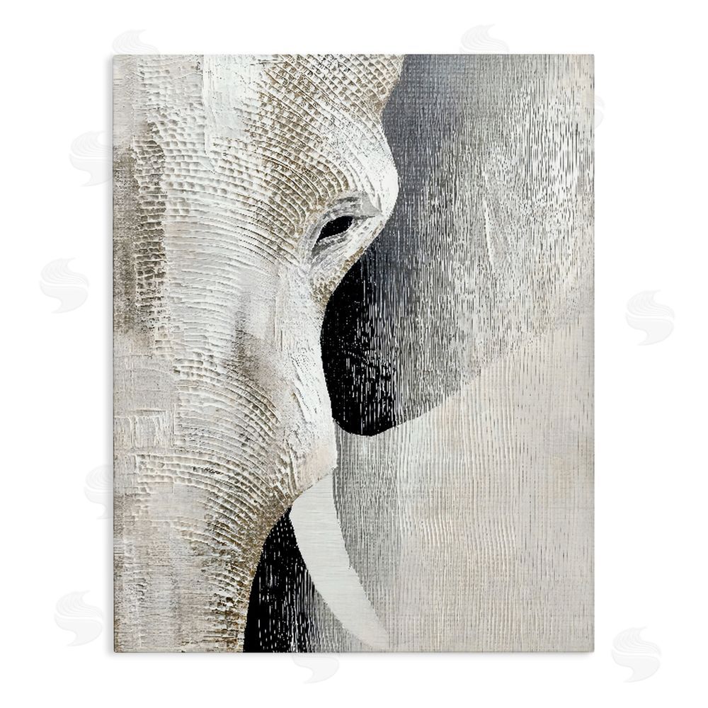 LSR Design Studio Faux Textured Elephant Stretched Canvas Wall Art