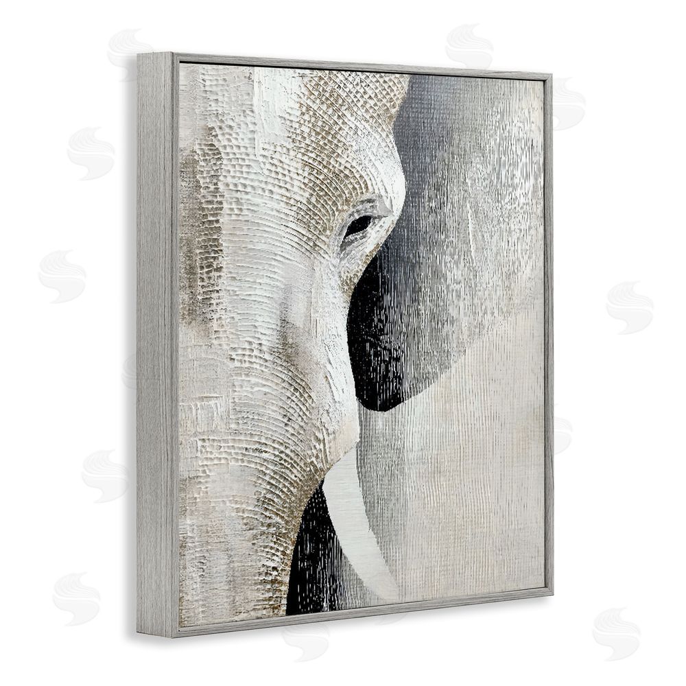 LSR Design Studio Faux Textured Elephant Gray Framed Giclee Wall Art
