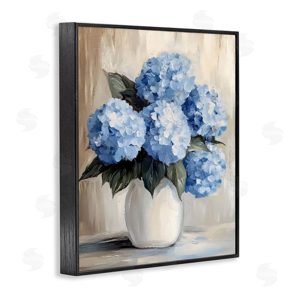 Creative Studio Painted Hydrangeas in White Vase Black Framed Giclee Wall Art