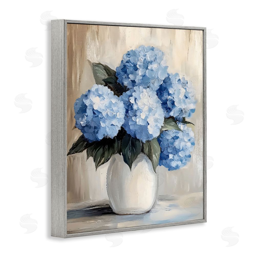 Creative Studio Painted Hydrangeas in White Vase Gray Framed Giclee Wall Art
