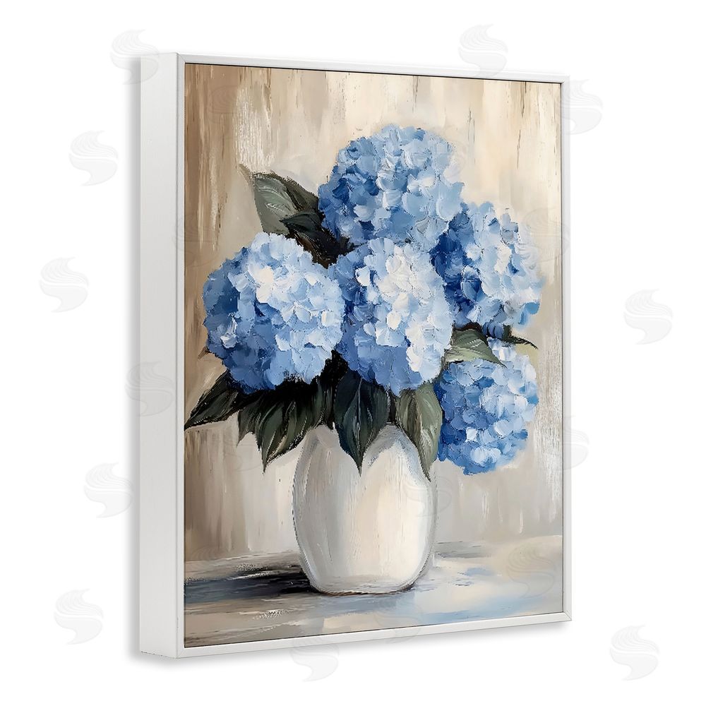 Creative Studio Painted Hydrangeas in White Vase White Framed Giclee Wall Art