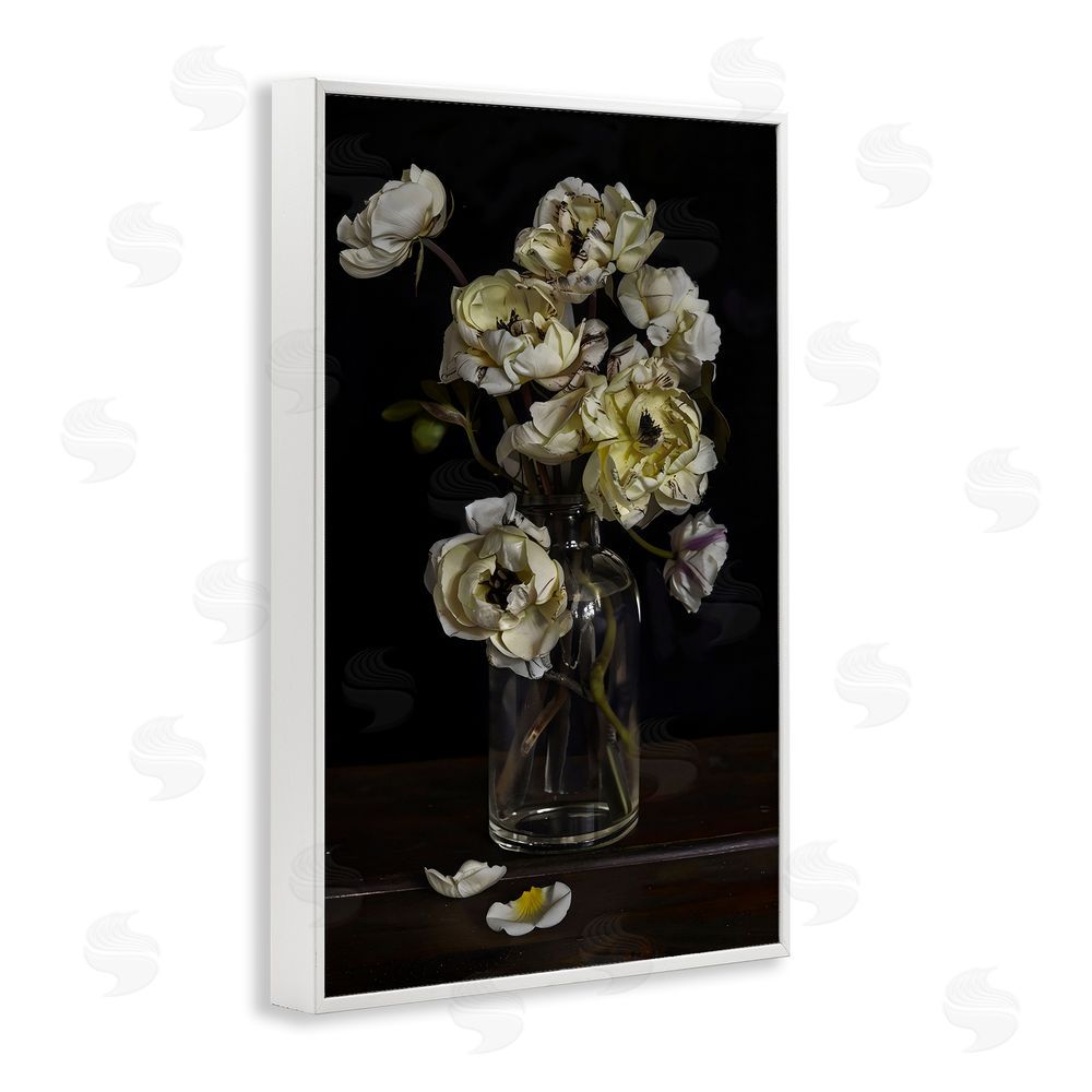 Creative Studio Elegant Arrangement of Cream Blossoms White Framed Giclee Wall Art