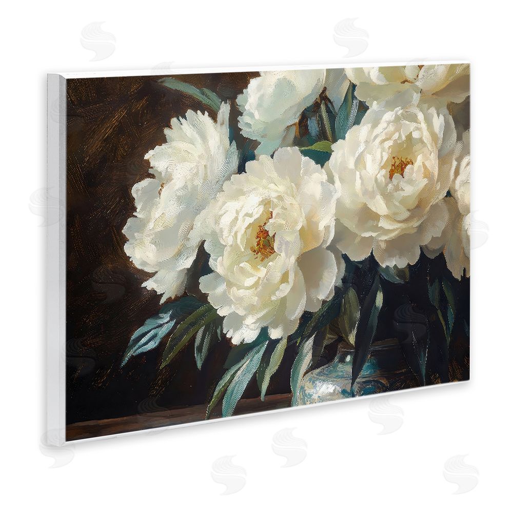 Petal Prints Design Large Moody White Floral Wall Plaque Home Decor Art Print