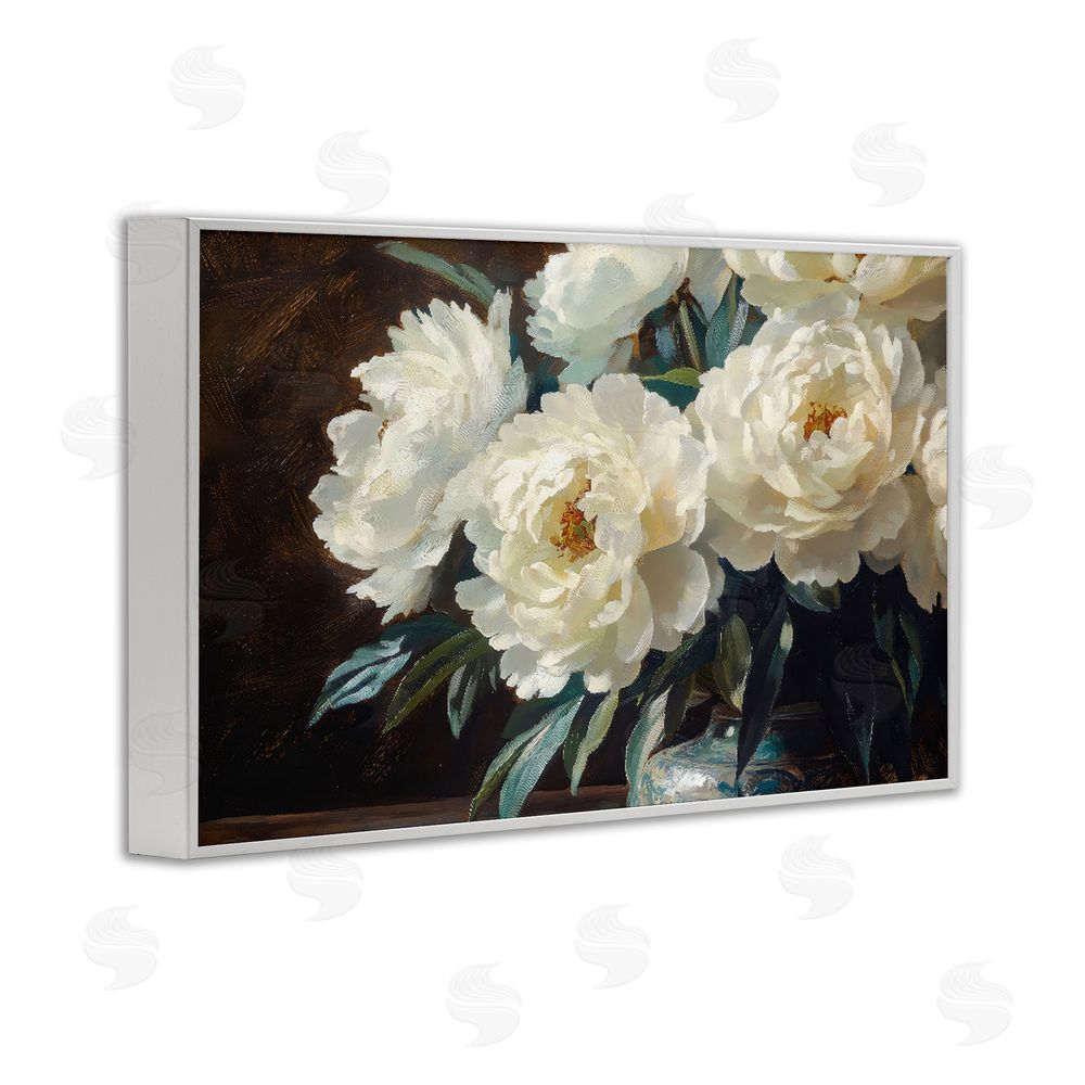 Petal Prints Design Large Moody White Floral White Framed Giclee Wall Art