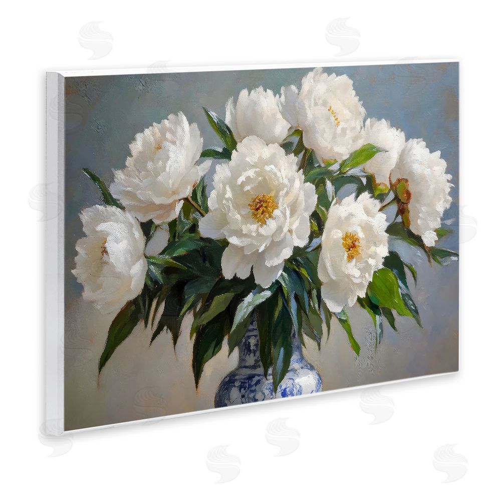 Petal Prints Design In Full Bloom White Peonies Wall Plaque Home Decor Art Print