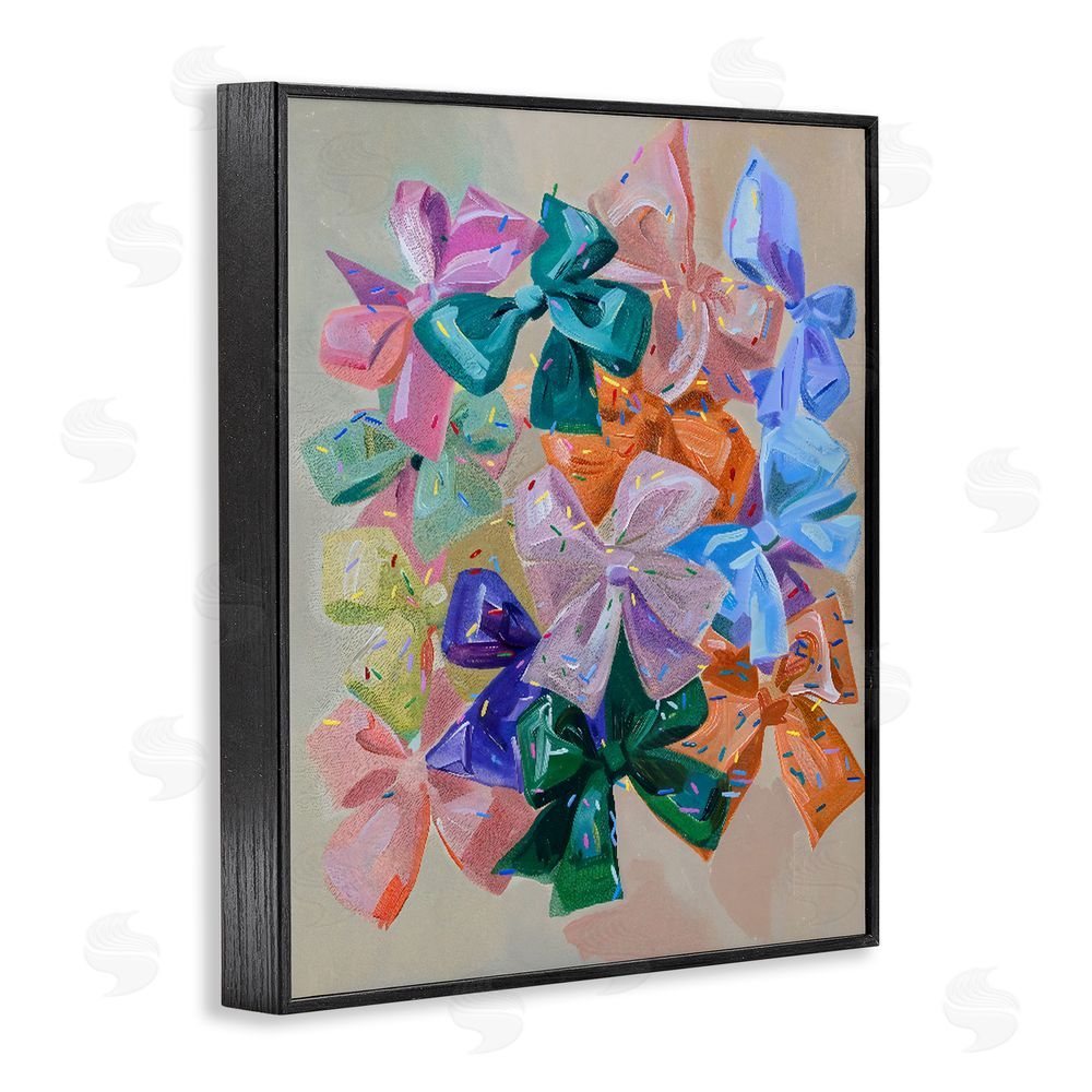The Prints Vibe Bright Bows Cluster with Sprinkles Black Framed Giclee Wall Art Print