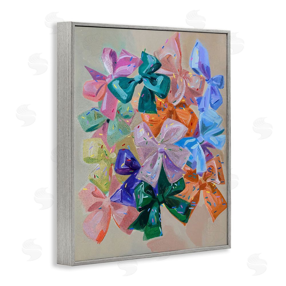 The Prints Vibe Bright Bows Cluster with Sprinkles Gray Framed Giclee Wall Art Print