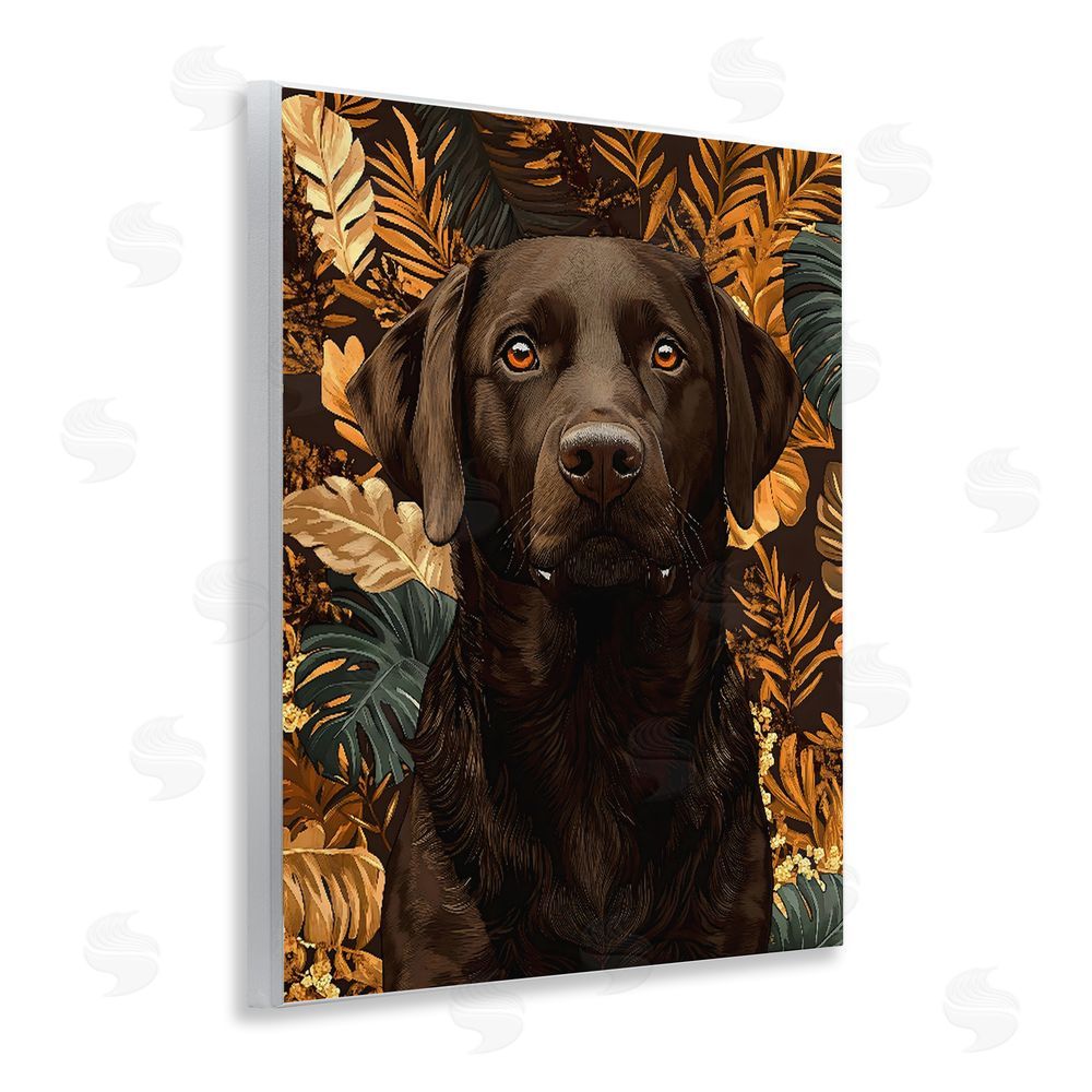 Creative Studio Labrador with Golden Leaves Wall Plaque Home Decor Art Print