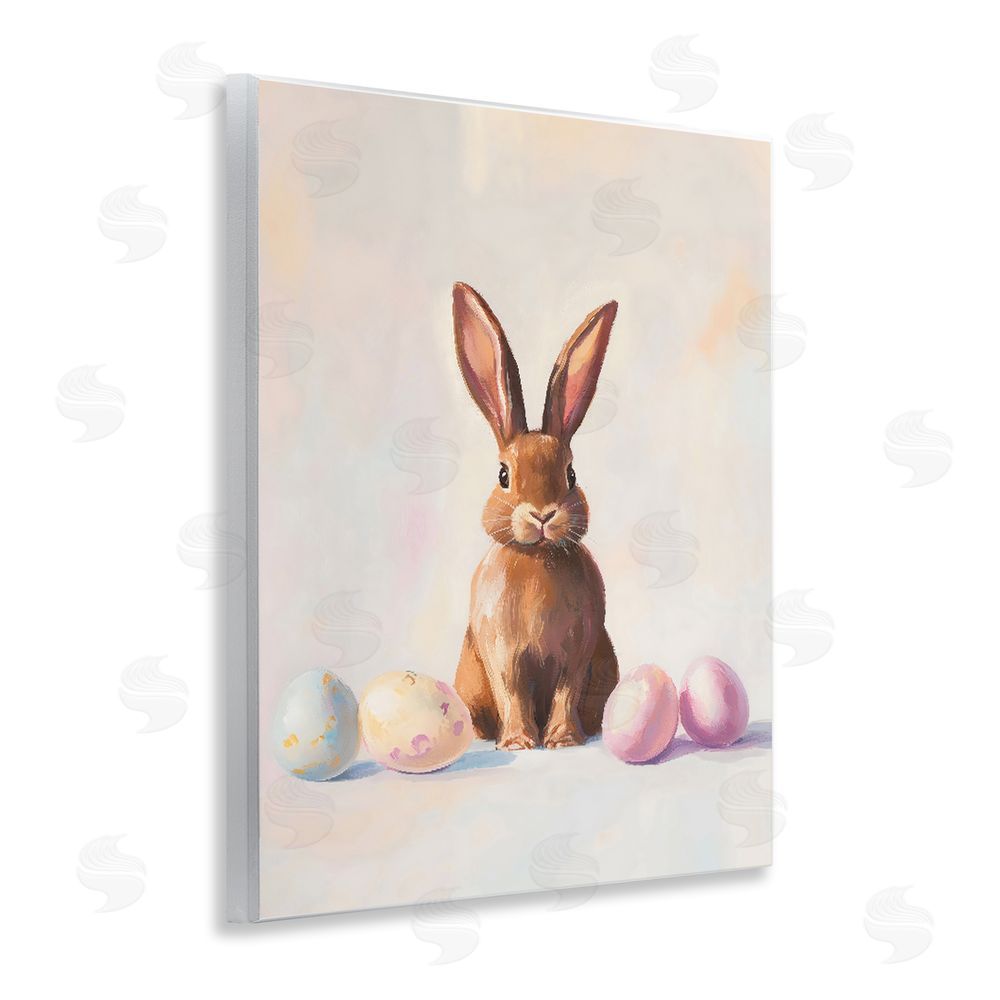 The Prints Vibe Easter Bunny with Pastel Eggs Wall Plaque with Fixed Lithograph Print
