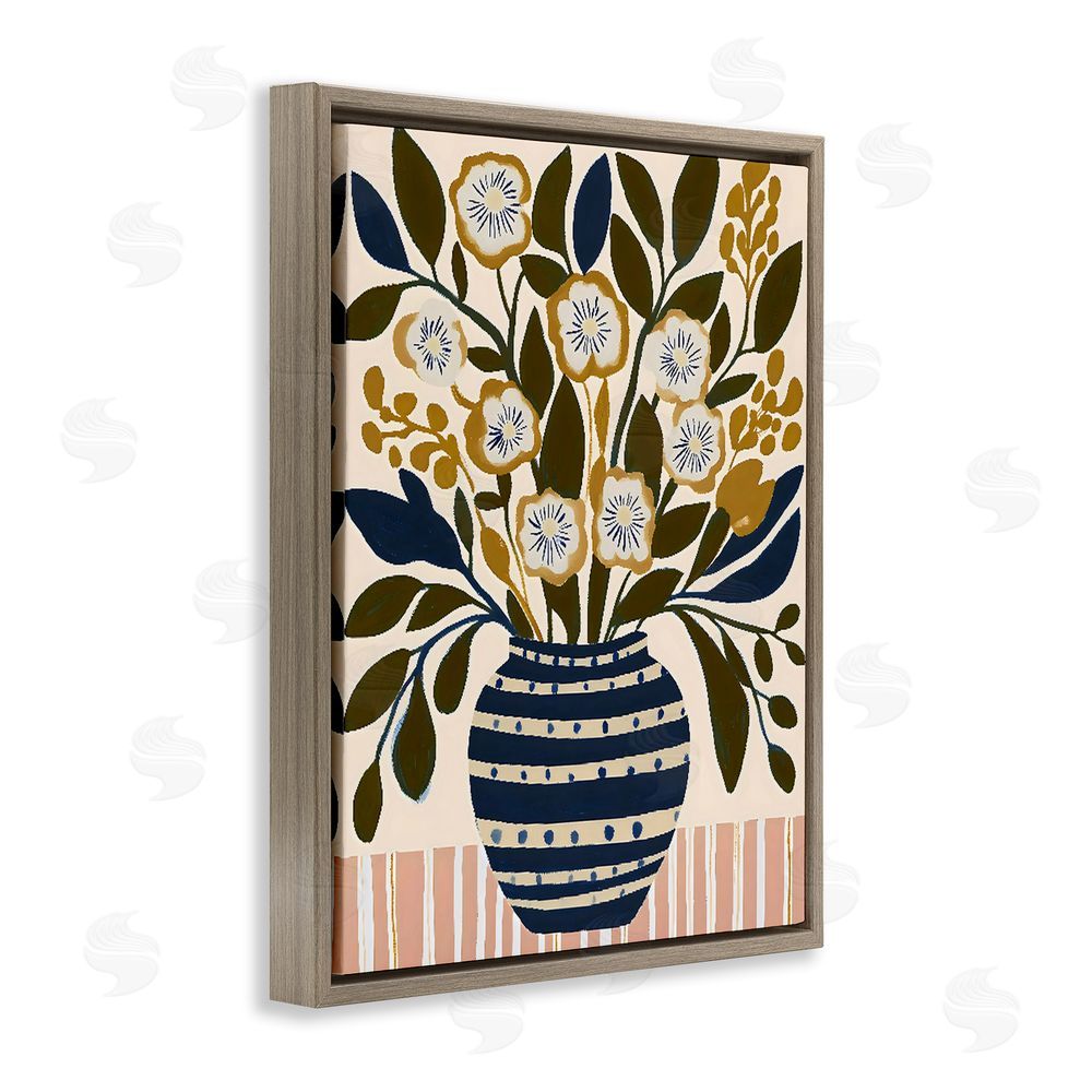 Creative Studio Wild Bloom Boho Arrangement Brown Floating Framed Canvas Wall Art Print