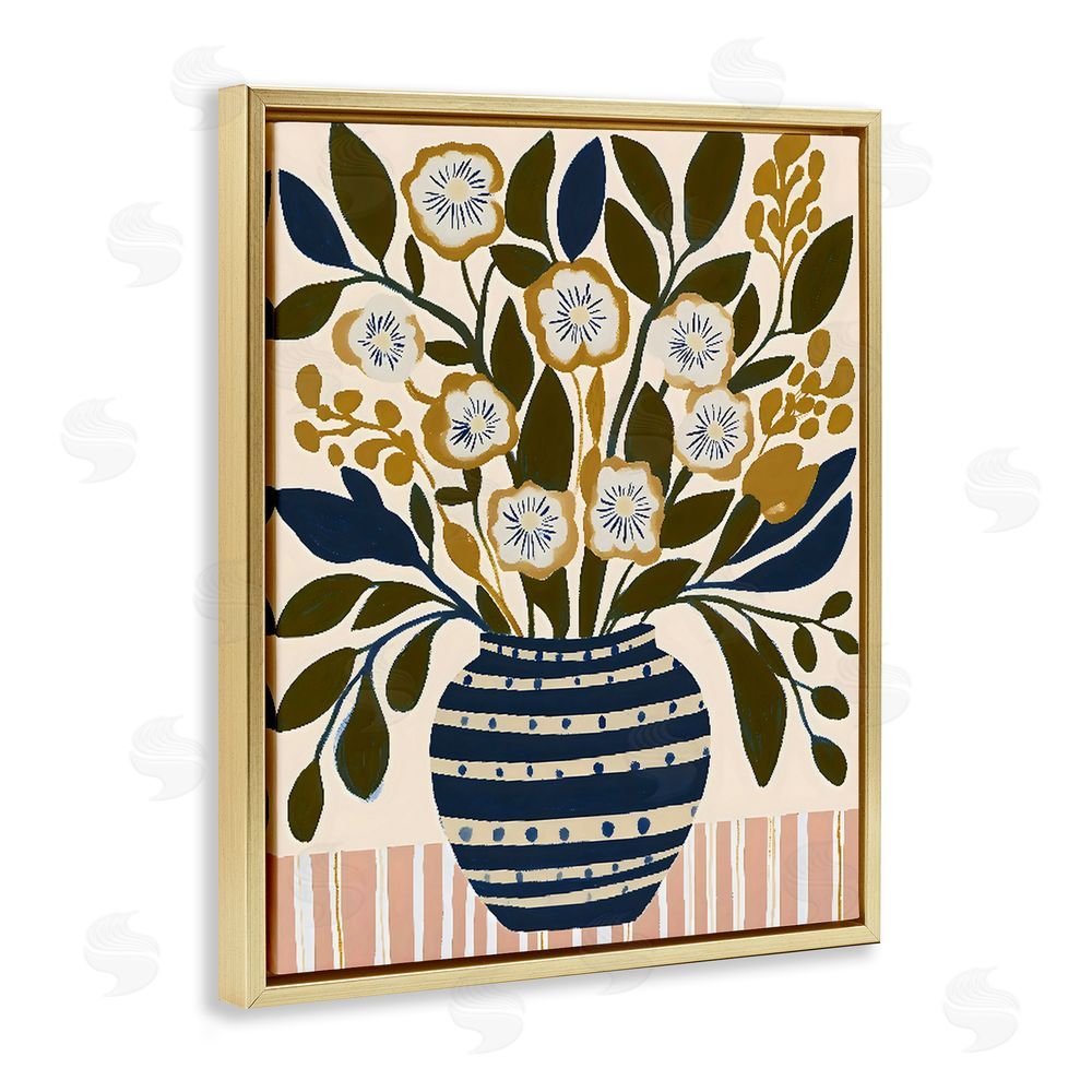Creative Studio Wild Bloom Boho Arrangement Gold Floating Framed Canvas Wall Art Print