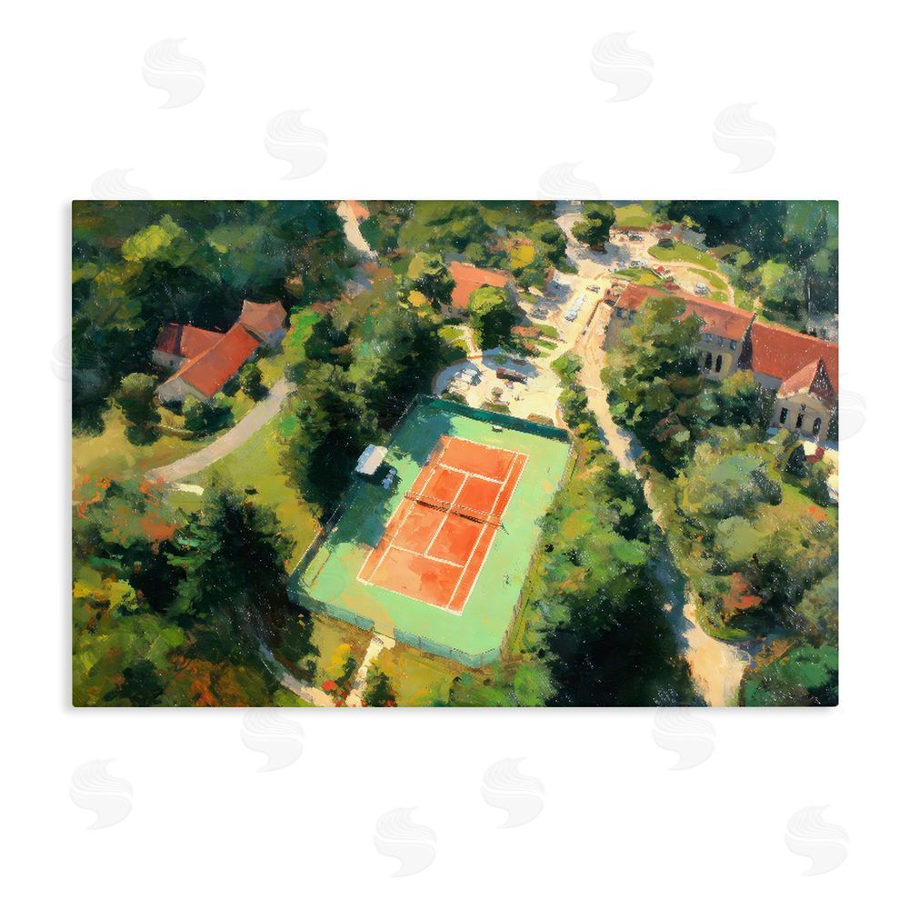 Petal Prints Design Aerial Tennis Court Park Stretched Canvas Wall Art Print