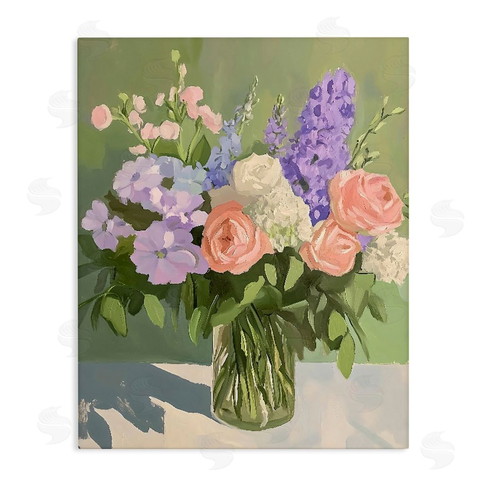 The Prints Vibe Mixed Roses & Lilacs Bouquet Stretched Canvas Wall Art