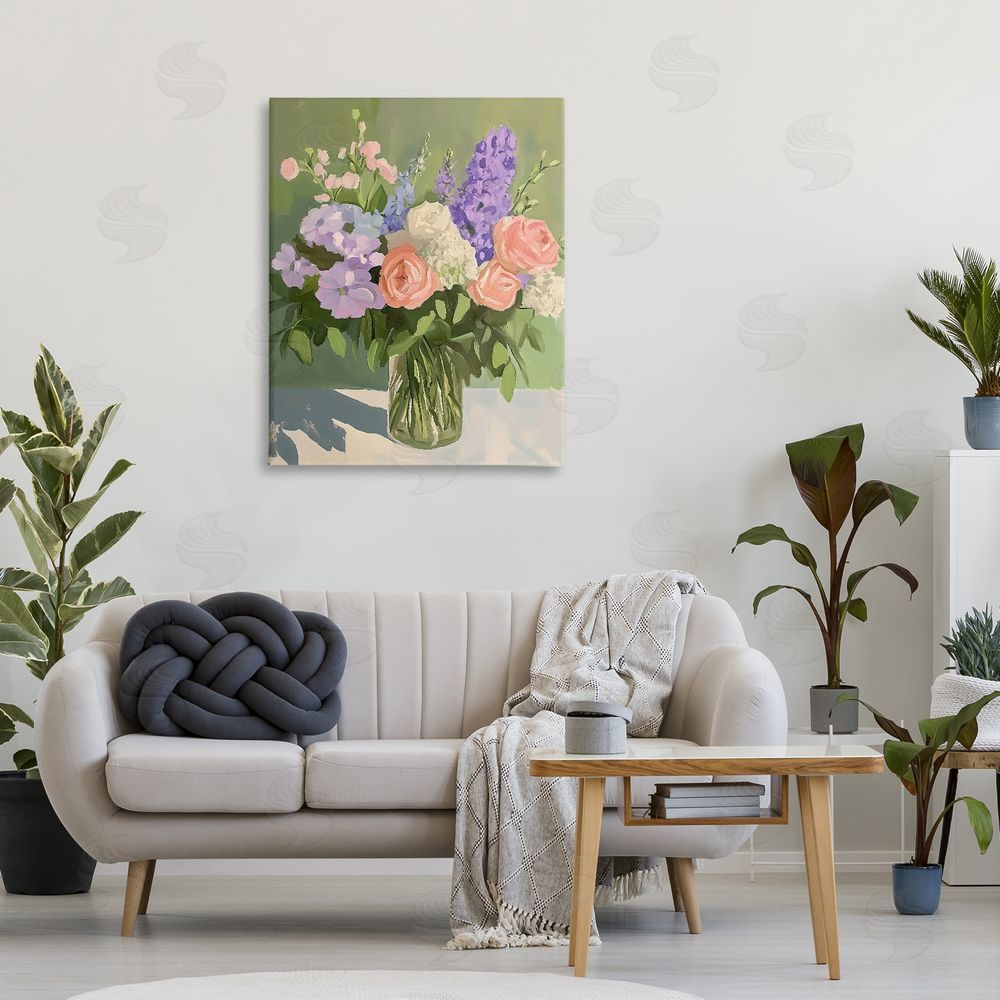 The Prints Vibe Mixed Roses & Lilacs Bouquet Stretched Canvas Wall Art in Room