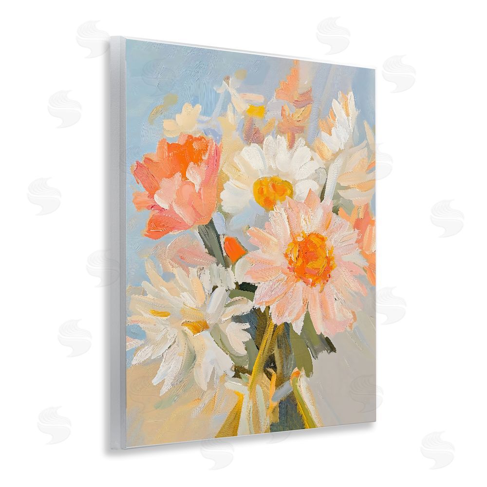 The Prints Vibe Orange Spring Floral Bouquet Wall Plaque Home Decor Art Print