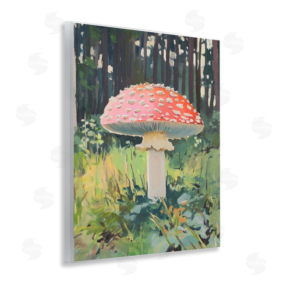 The Prints Vibe Red Mushroom in Sunlit Forest Wall Plaque Home Decor Art Print