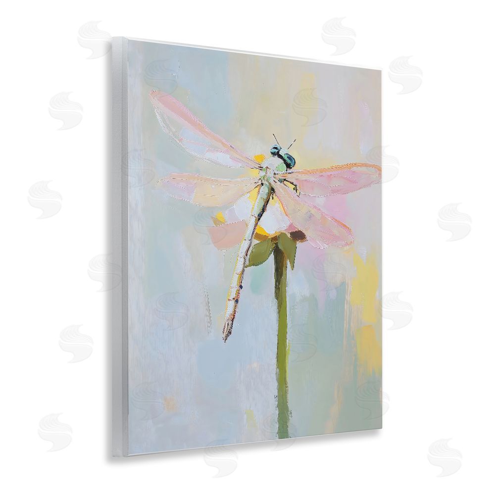 The Prints Vibe Pastel Dragonfly Landing Wall Plaque Home Decor Art Print
