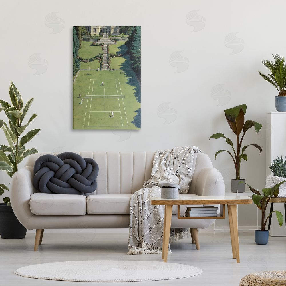 Petal Prints Design Tennis Court at Mansion Stretched Canvas on Wall