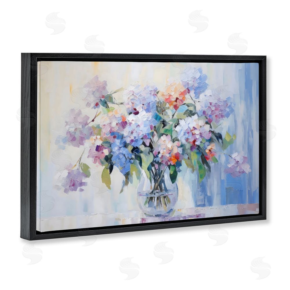 Creative Studio In Full Bloom Bouquet Black Floating Framed Canvas Wall Art