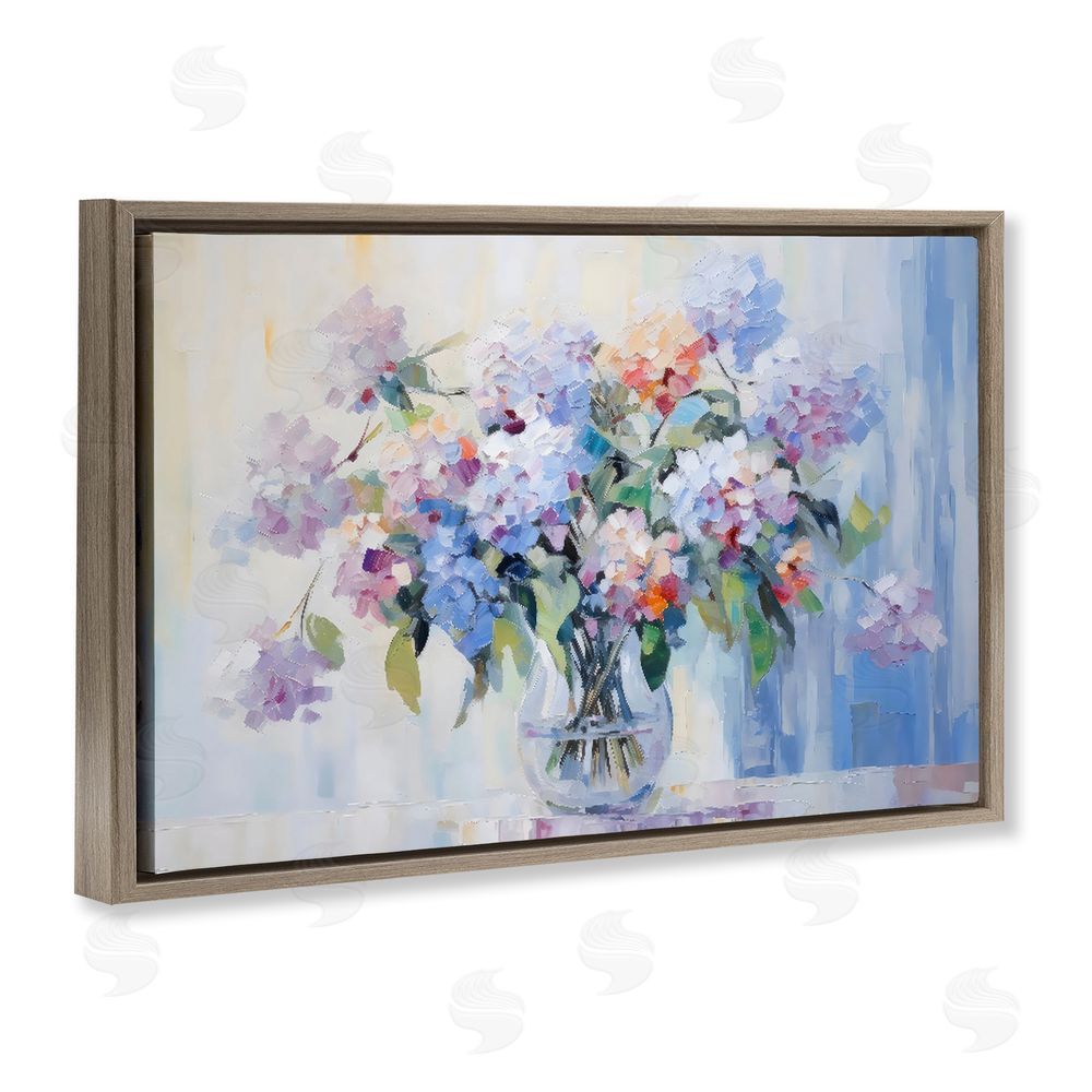 Creative Studio In Full Bloom Bouquet Brown Floating Framed Canvas Wall Art