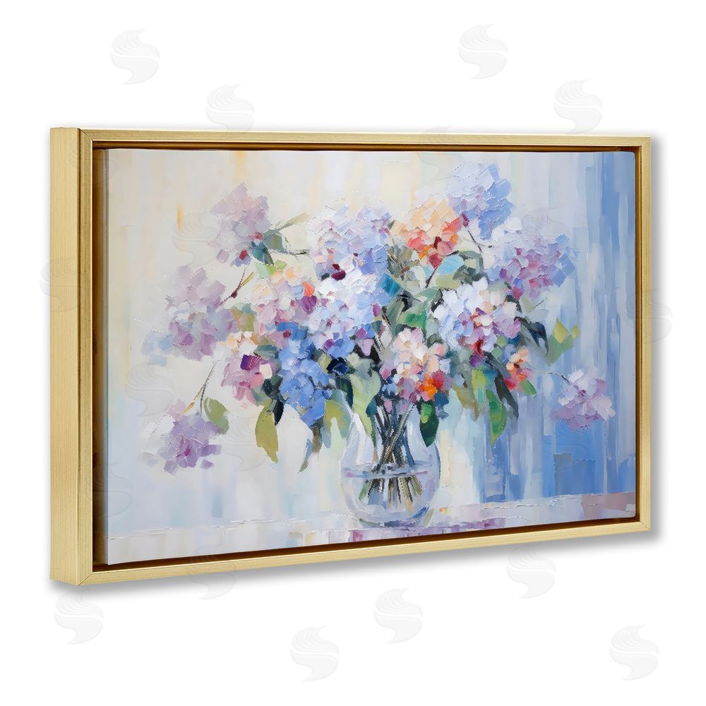 Creative Studio In Full Bloom Bouquet Gold Floating Framed Canvas Wall Art
