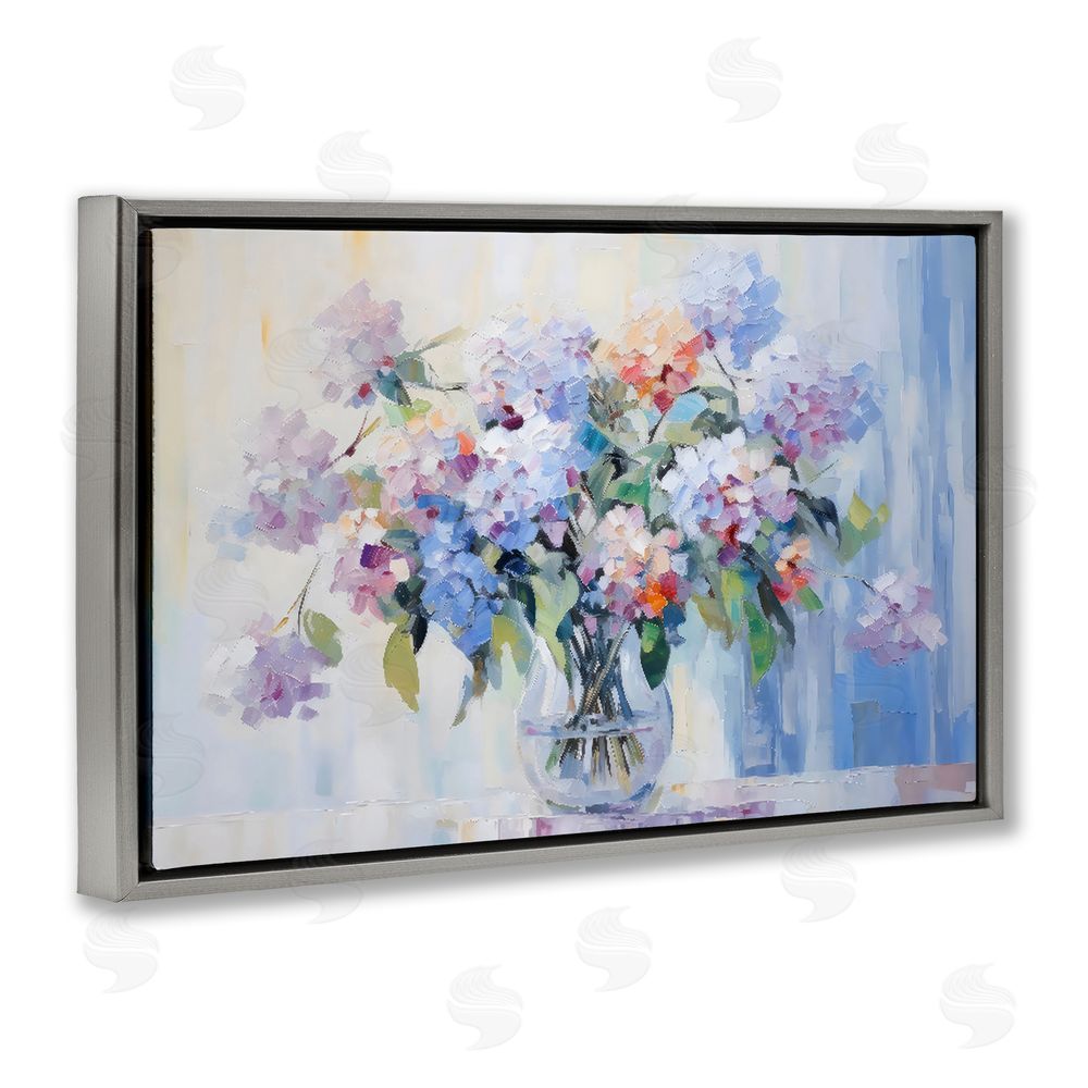 Creative Studio In Full Bloom Bouquet Gray Floating Framed Canvas Wall Art
