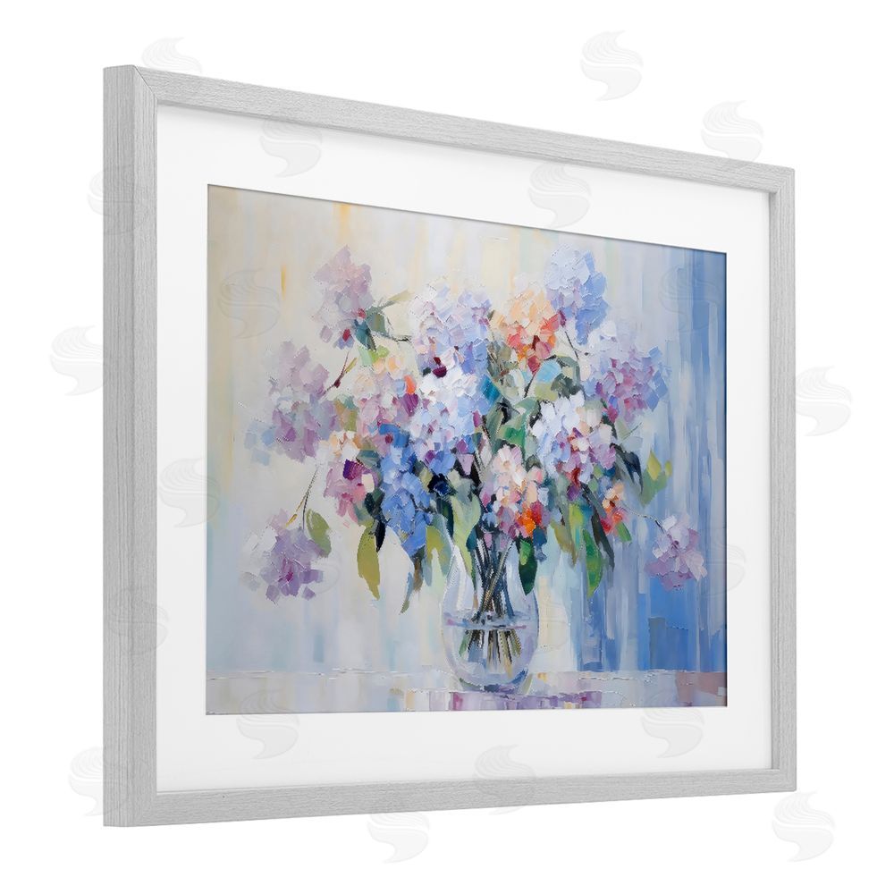 Creative Studio In Full Bloom Bouquet Gray Framed Print Under Glass Wall Art