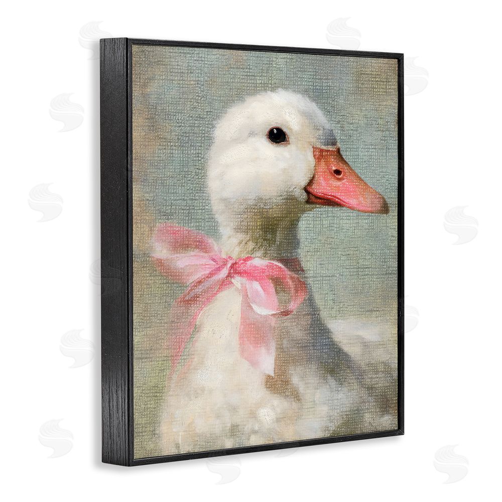 LSR Design Studio Portrait of Pink Bow Goose Black Framed Giclee Wall Art