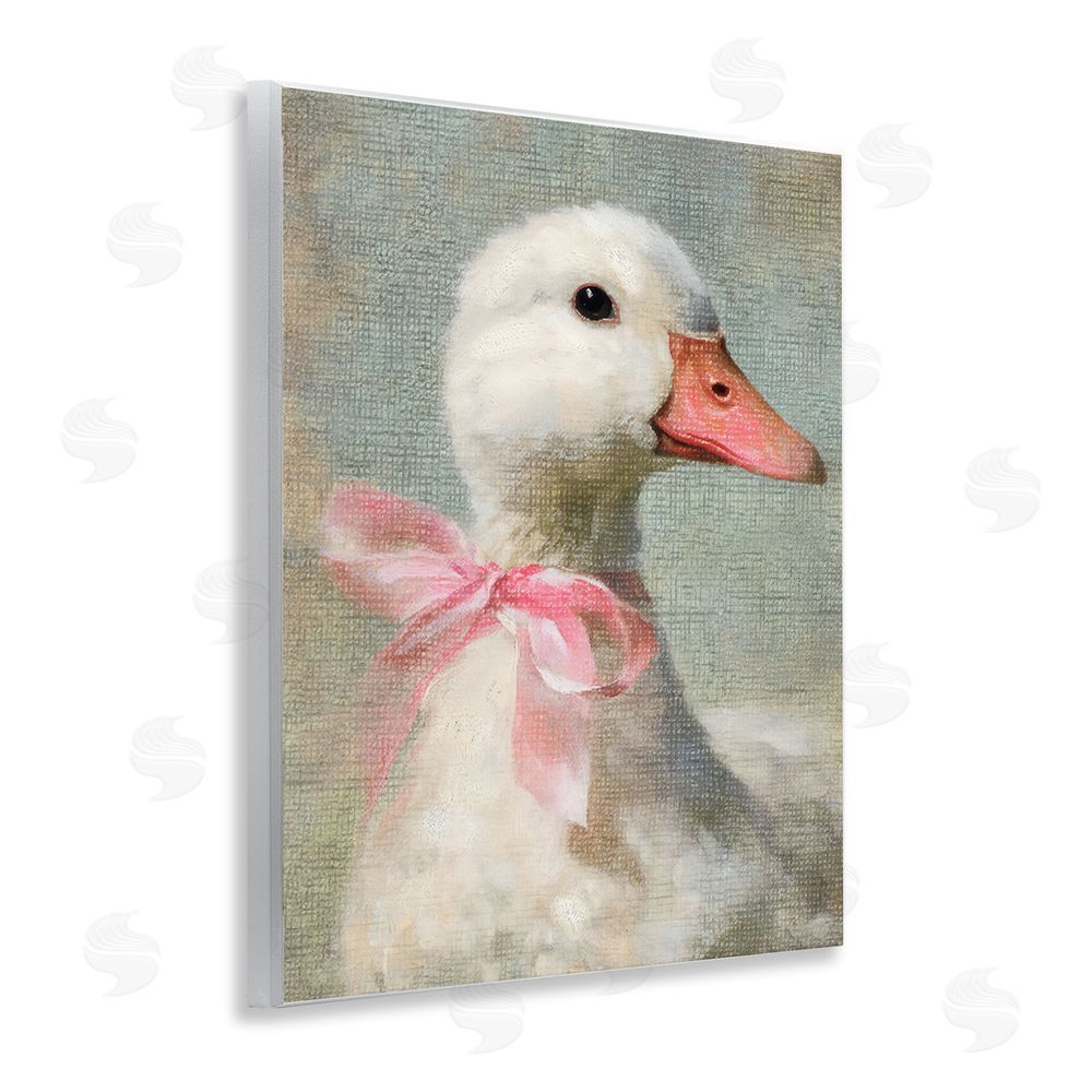 LSR Design Studio Portrait of Pink Bow Goose Wall Plaque Home Decor Art Print