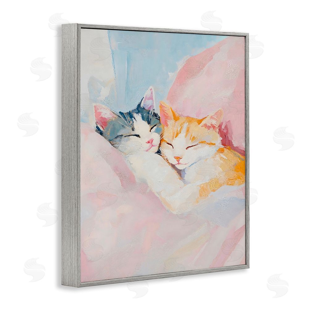 The Prints Vibe Sleeping Kittens Embrace Gray Framed Giclee Wall Art Print
