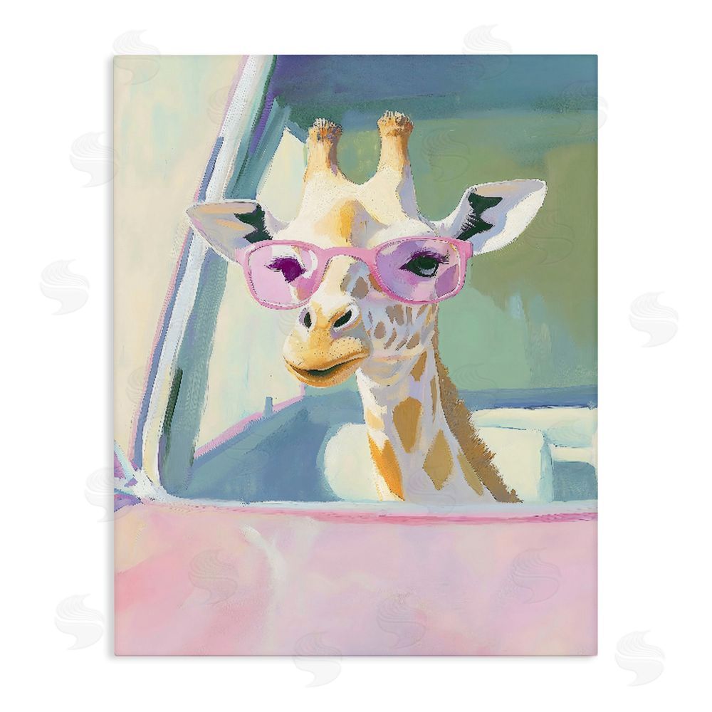 The Prints Vibe Giraffe Car Ride Stretched Canvas Wall Art