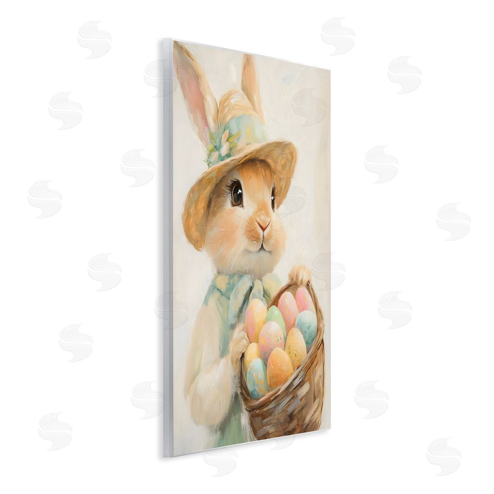 The Prints Vibe Easter Egg Basket Rabbit Wall Plaque with Fixed Lithograph Print