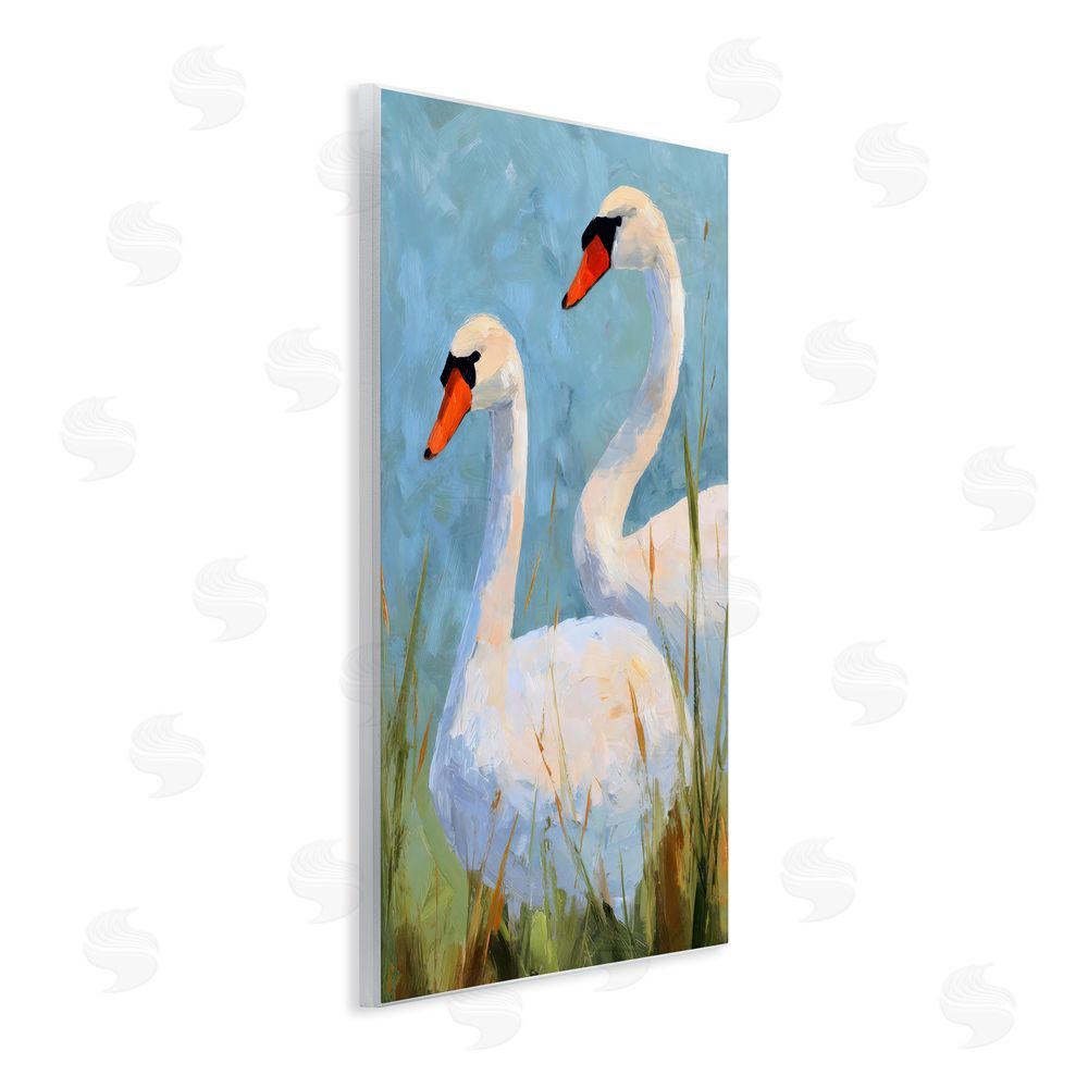 Petal Prints Design Long Necks Swan Pear Wall Plaque Home Decor Art Print