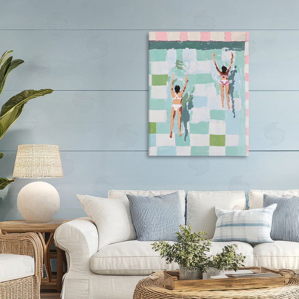 The Prints Vibe Twin Swimmers in Pool Stretched Canvas on Wall