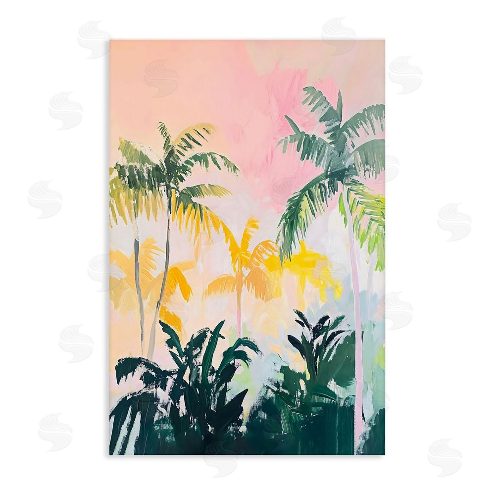 The Prints Vibe Pastel Palms in Morning Glow Stretched Canvas Wall Art