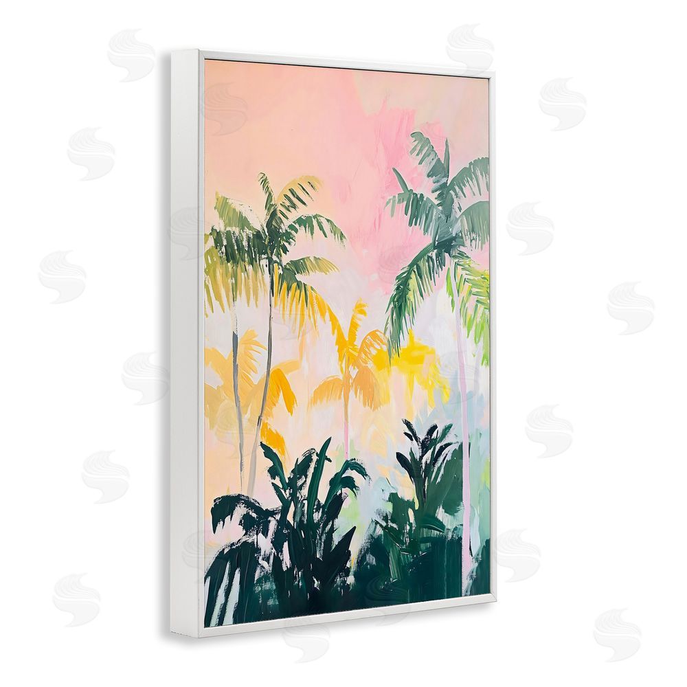 The Prints Vibe Pastel Palms in Morning Glow White Framed Giclee Wall Art