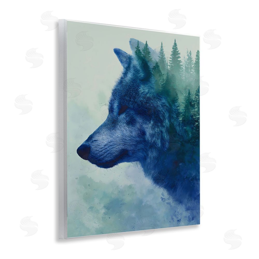 Franklyn Gregory Indigo Wolf in Misty Pines Wall Plaque Home Decor Art Print