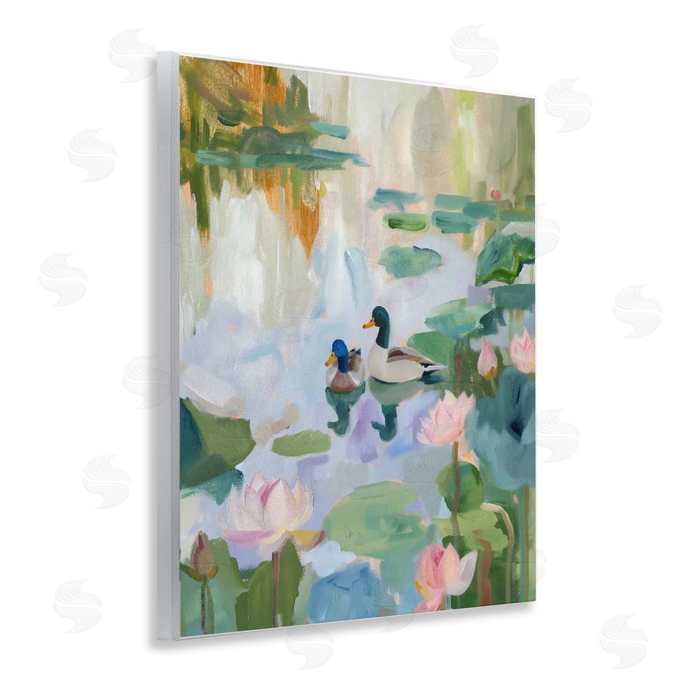 The Prints Vibe Duck Pond During Tranquil Morning Wall Plaque with Fixed Lithograph Print