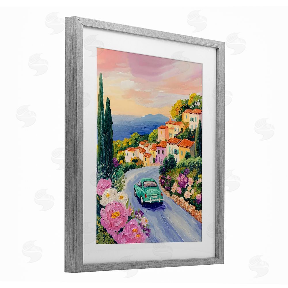 The Prints Vibe Driving Along The Coast Gray Framed Print Under Glass Wall Art