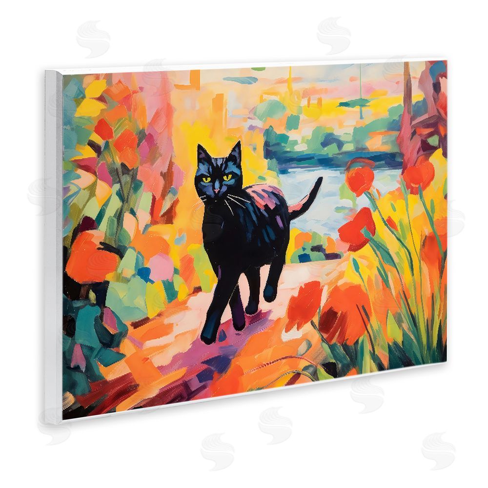 Creative Studio Sunlit Black Cat in Garden Wall Plaque Printed Art
