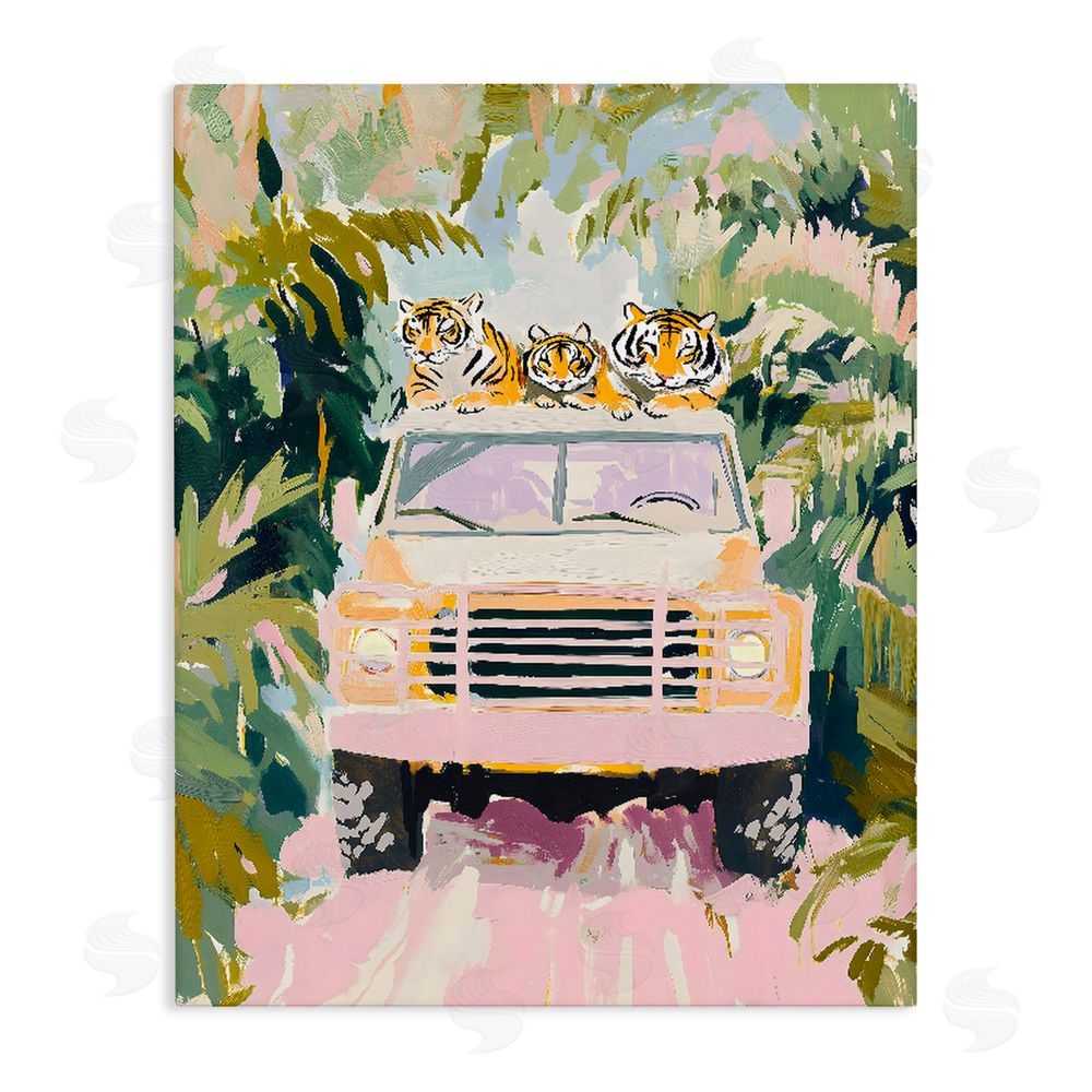 The Prints Vibe Safari Trip Tiger Trio Stretched Canvas Wall Art Print
