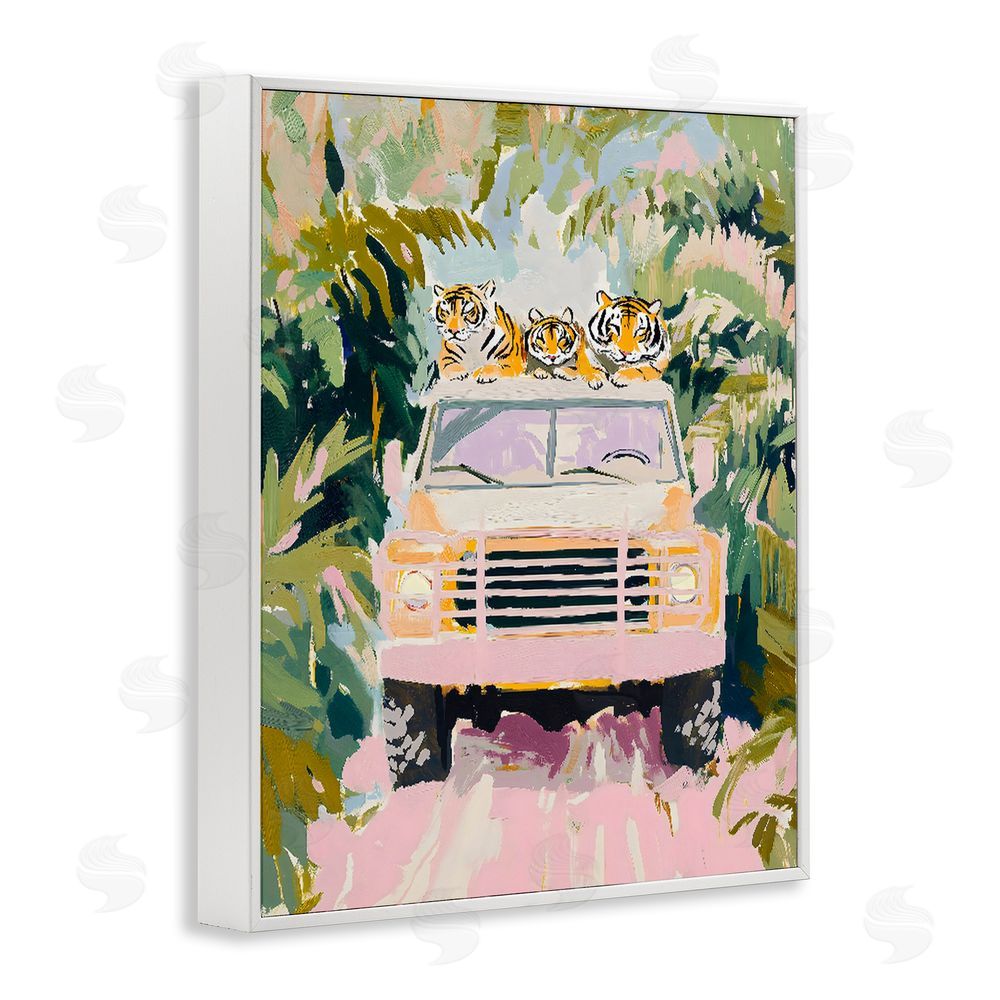 The Prints Vibe Safari Trip Tiger Trio White Framed Giclee Wall Art Print