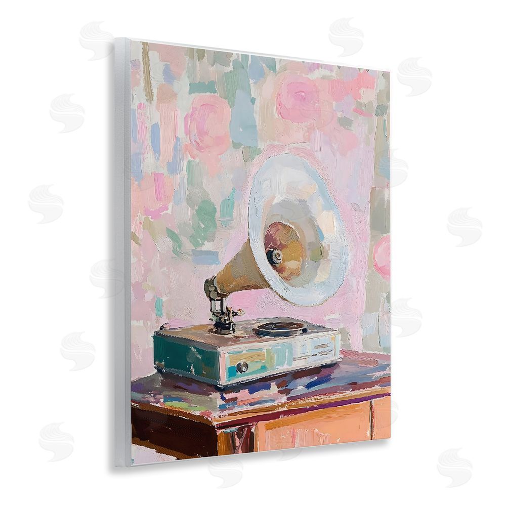 The Prints Vibe Vintage Gramophone in Soft Pastels Wall Plaque Printed Art