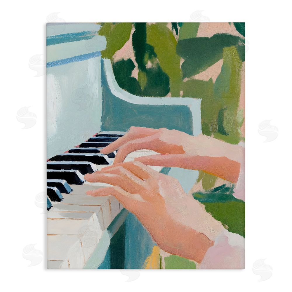 The Prints Vibe Piano Hands in Sunlit Space Stretched Canvas Wall Art