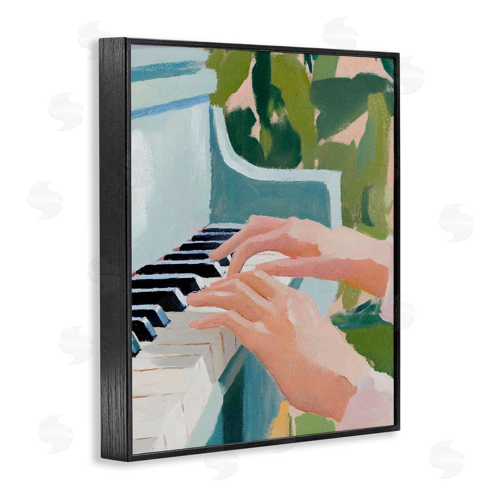 The Prints Vibe Piano Hands in Sunlit Space Black Framed Giclee Wall Art