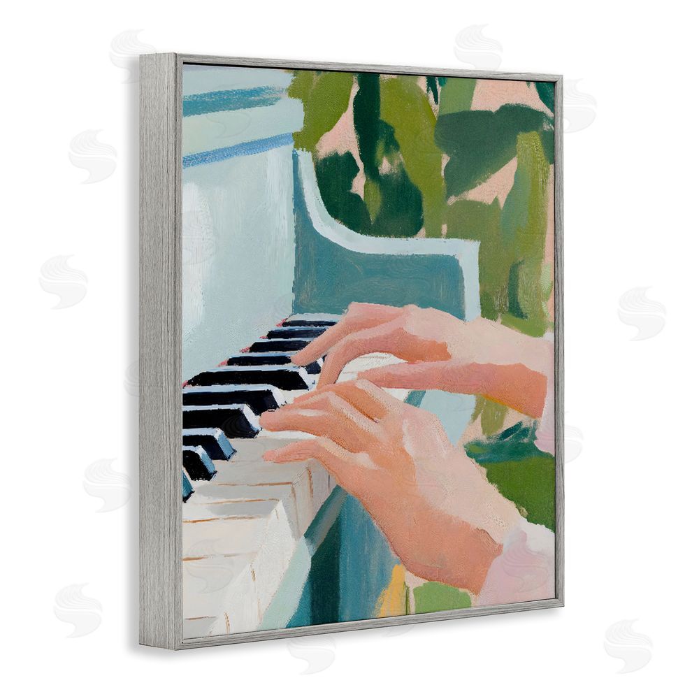 The Prints Vibe Piano Hands in Sunlit Space Gray Framed Giclee Wall Art