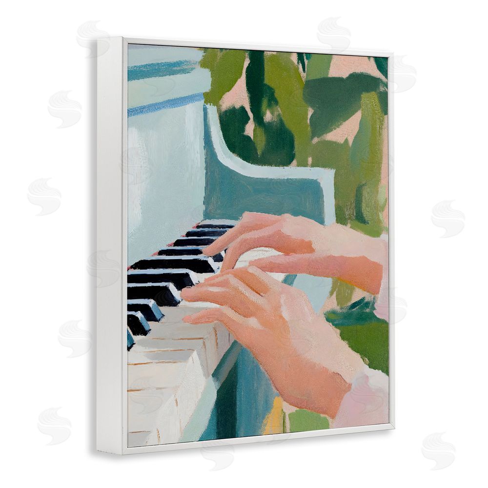 The Prints Vibe Piano Hands in Sunlit Space White Framed Giclee Wall Art