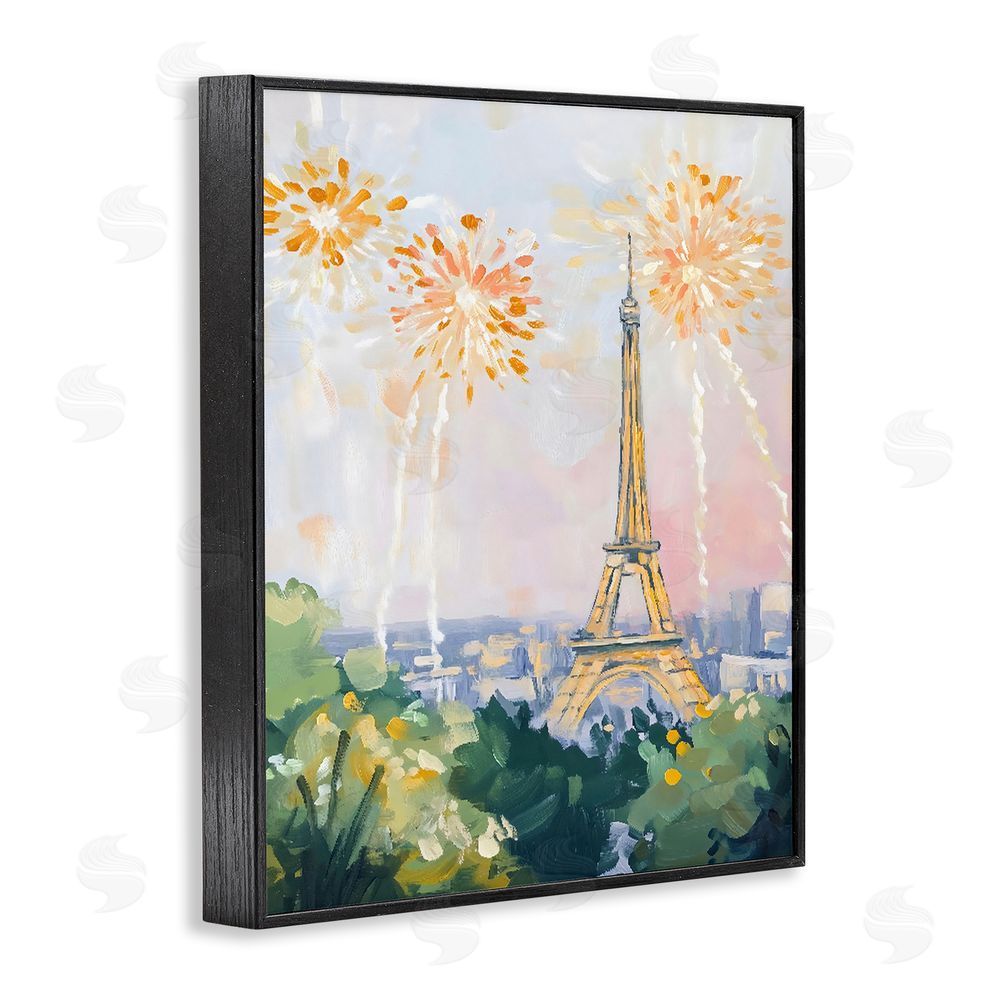 The Prints Vibe Fireworks in Paris Black Framed Giclee Wall Art