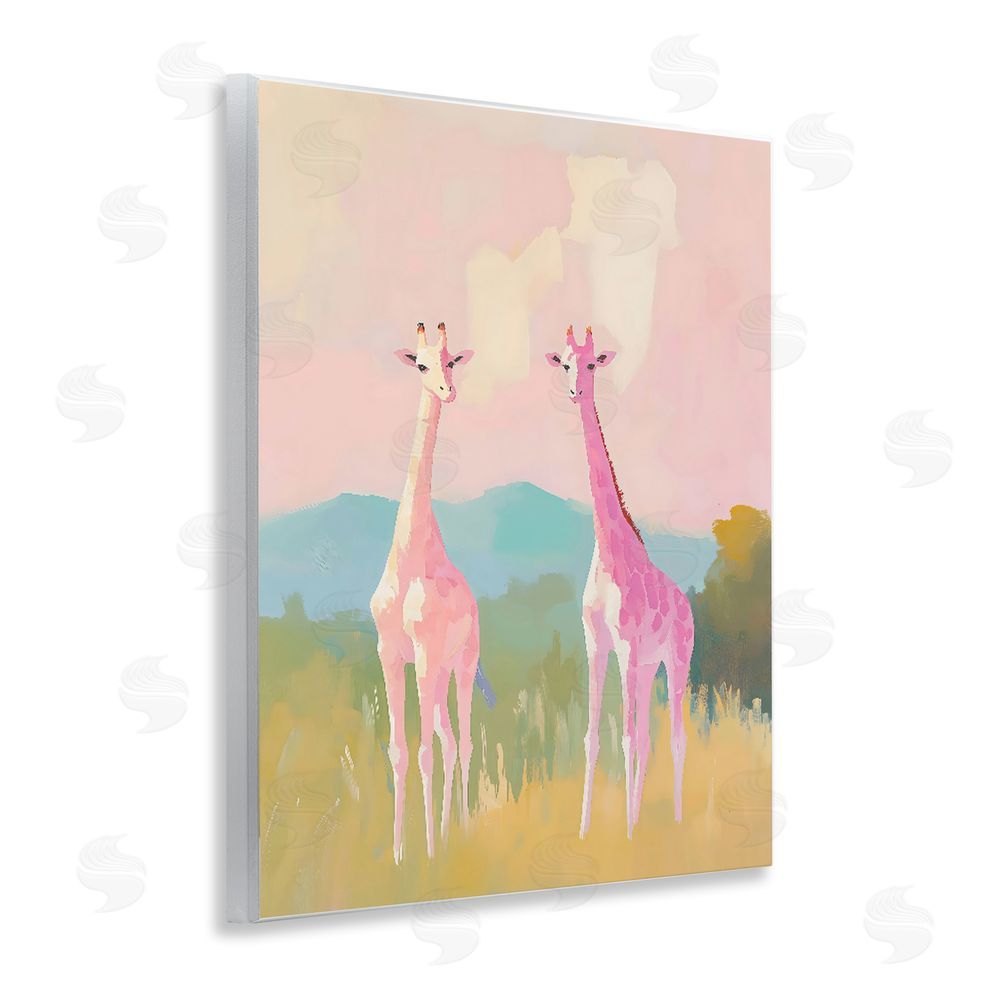 The Prints Vibe Pink Giraffes on Savanna Wall Plaque Home Decor Art Print