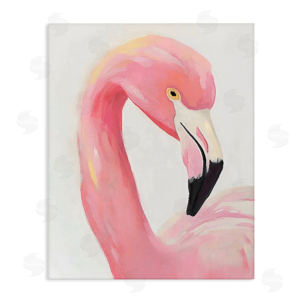 The Prints Vibe Serene Pink Flamingo Portrait Stretched Canvas Wall Art Print